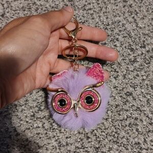 Owl Keychain with Gold Accents